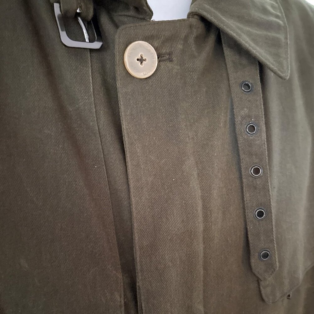 Vintage Holland & Holland Trench Coat XXL Made in France Olive Drab Wool Lined - Picture 8 of 16